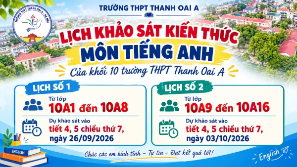 Khảo sát kiến thức môn Tiếng Anh 10 đầu năm 2026-2027